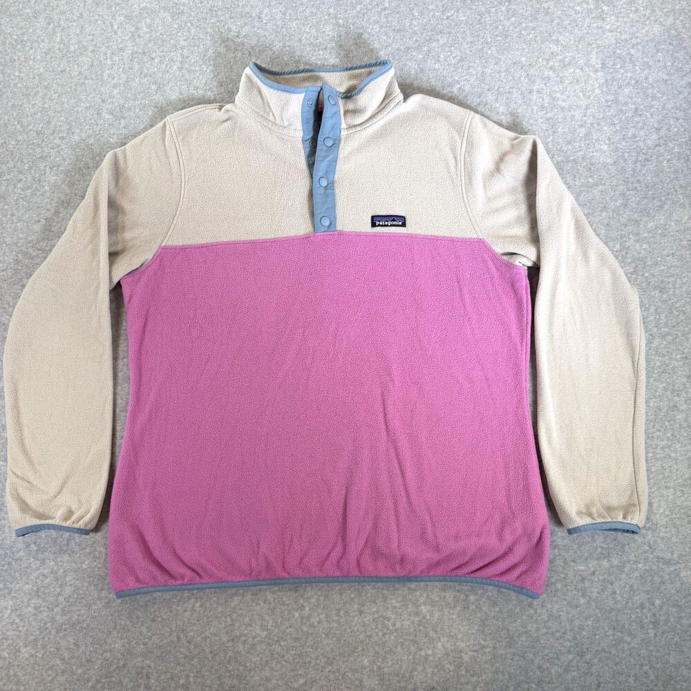 Patagonia 1/4 Snap Colorblock Fleece Pullover Mock Neck Gorpcore XL Pink Cream